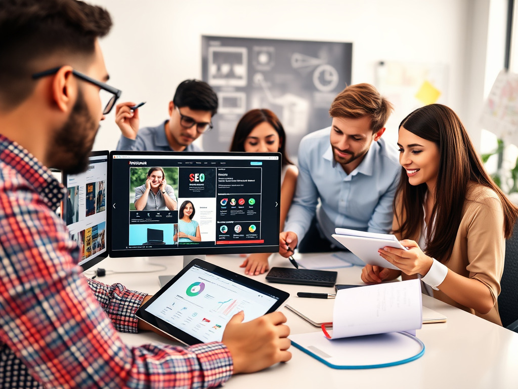 a group of people looking at a computer screen